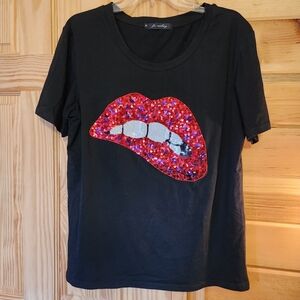 Tshirt with sequin lips